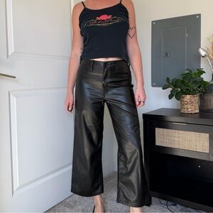 Dollhouse Black Faux Leather Wide Leg Pants 7/8